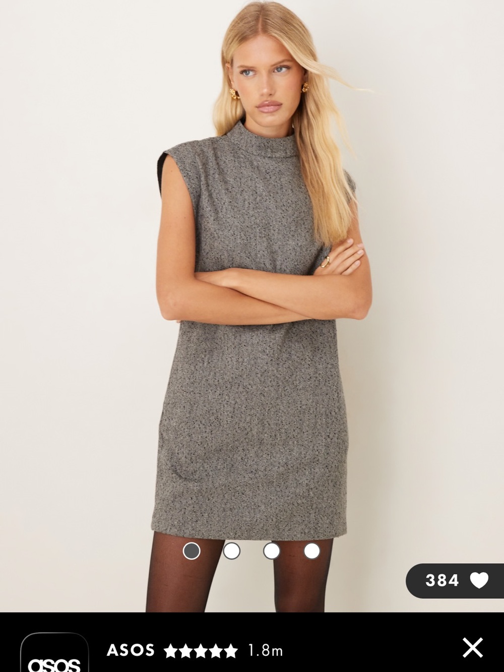 ASOS Grey Sleeveless Mock Neck Shift Dress